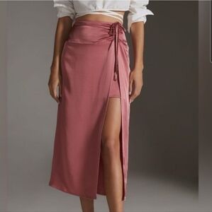 Anthropologie Ruched Pink Skirt Size 8